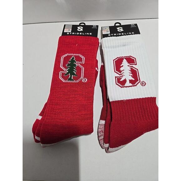 New Strideline Stanford Cardinal Crew Socks Men's 2-Pack Knit M/L (8-12) NCAA - Picture 2 of 6